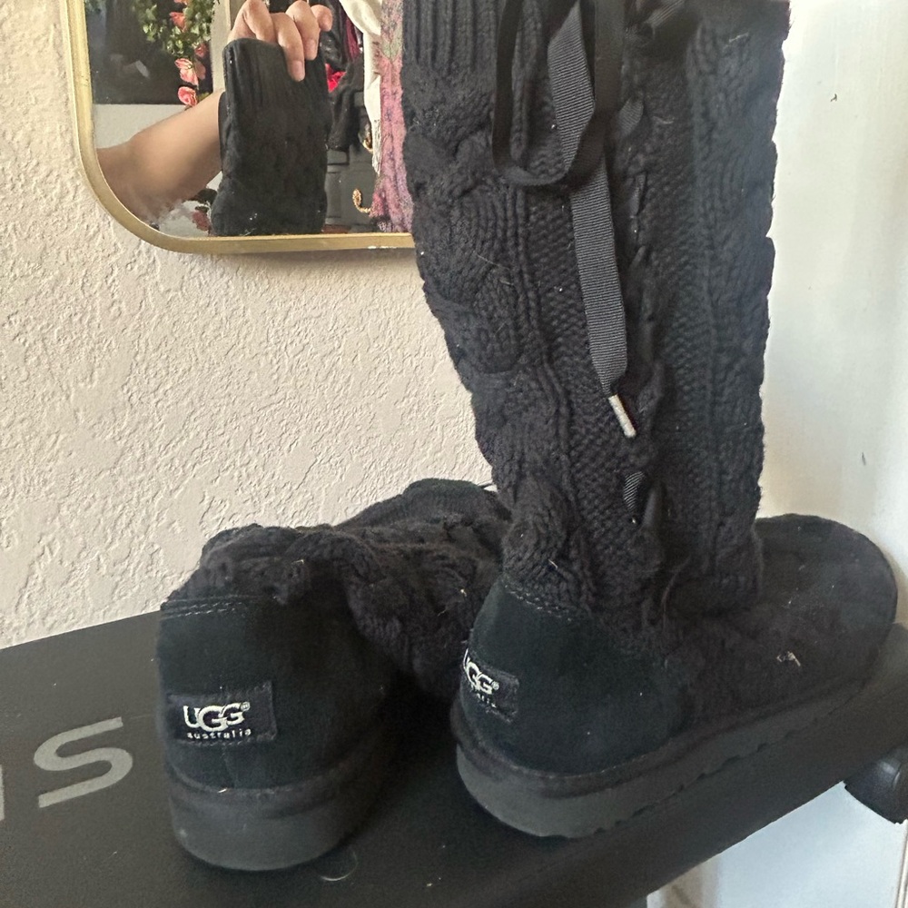 UGG Women's Black Cable Knit Boots